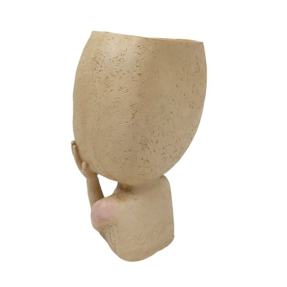 Face Head Flower Planter Container Pot Flowerpot Figure Garden Decor Tabletop - Picture 6 of 12